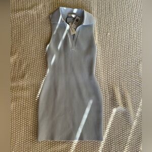 Aritzia Babaton SCULPT KNIT POLO DRESS ICEBERG BLUE